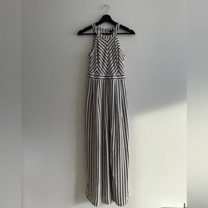 Ann Taylor - Striped Halter Maxi Dress in Black & Off- White 0P